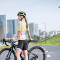 Contraste a colorida de manga curta camisa de ciclismo para mulheres